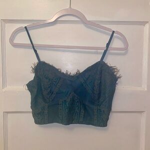 Cute Teal Lace Crop Top